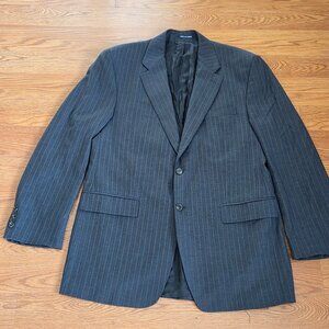Men's Vintage Ralph Lauren Charcoal Gray Pinstripe Wool Blazer Sport Coat 43L